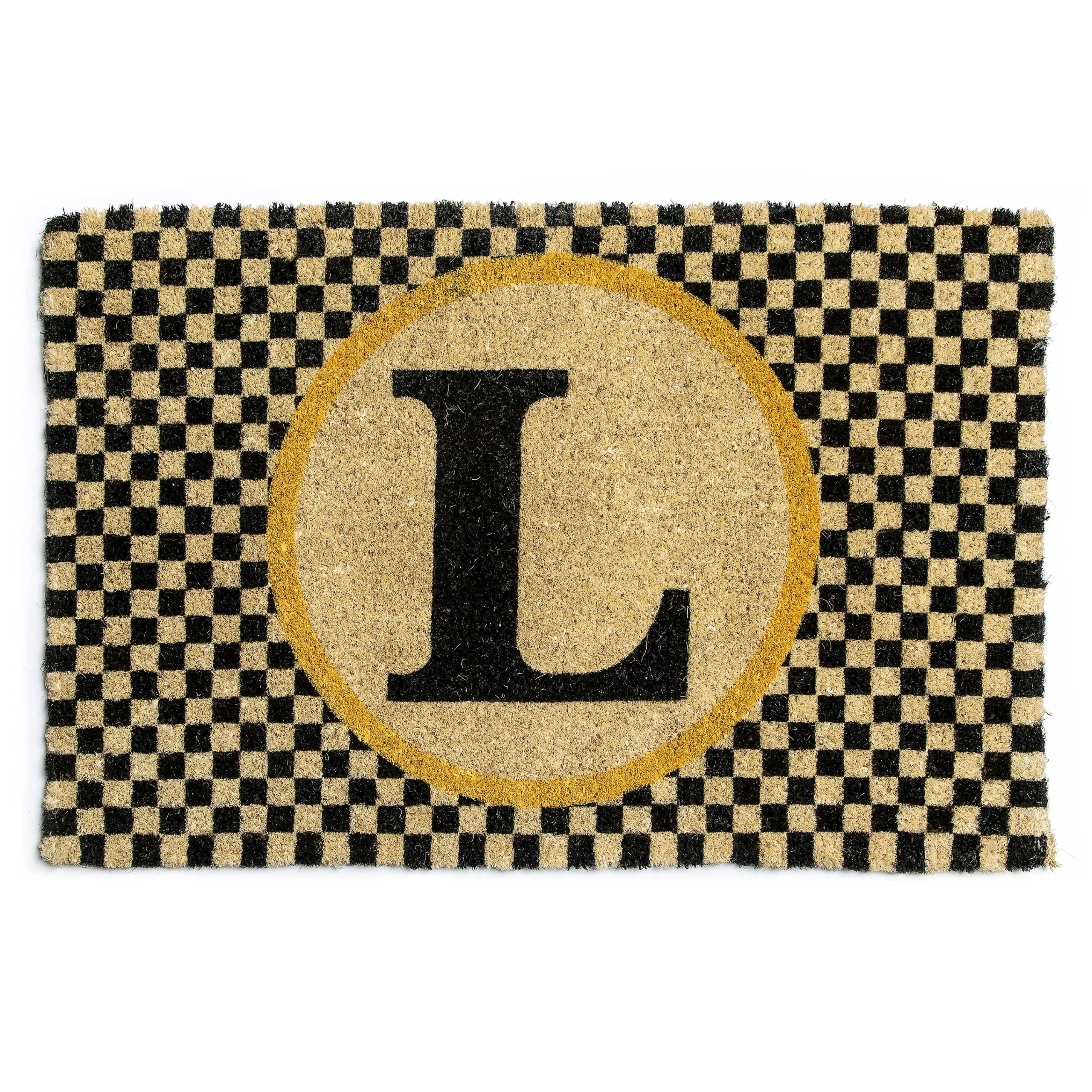 MacKenzie-Childs Monogrammed L Entrance Mat| Outdoor|Rugs
