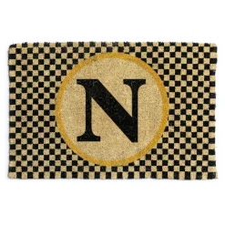 MacKenzie-Childs Monogrammed N Entrance Mat| Outdoor|Rugs
