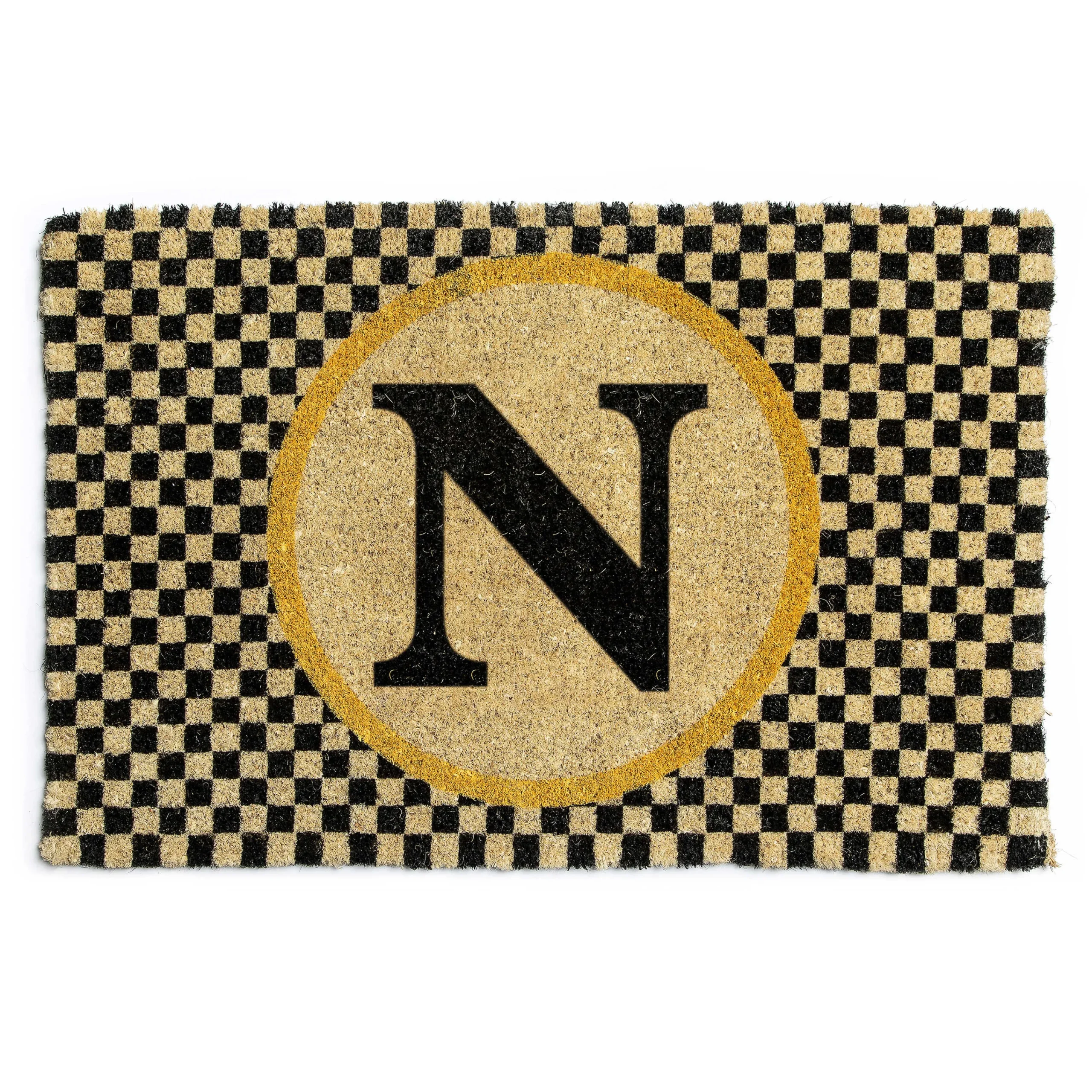 MacKenzie-Childs Monogrammed N Entrance Mat| Outdoor|Rugs
