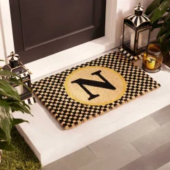 MacKenzie-Childs Monogrammed N Entrance Mat| Outdoor|Rugs