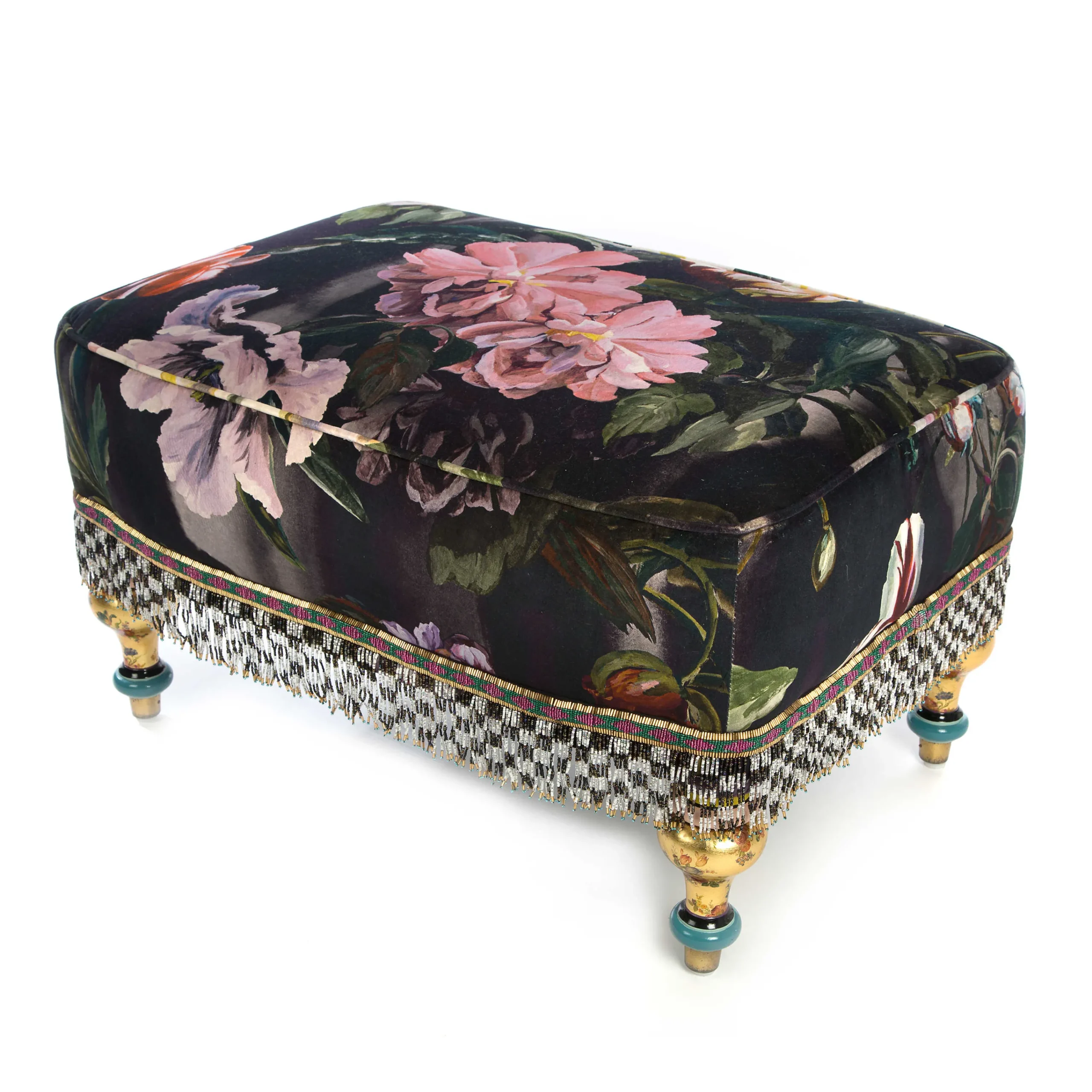 MacKenzie-Childs Moonlight Garden Rumor Has It Ottoman| Living Room