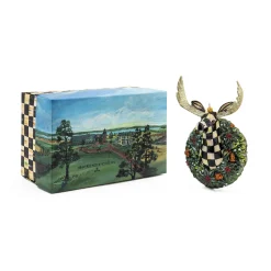 MacKenzie-Childs Moose Head Wreath Glass Ornament| Holiday
