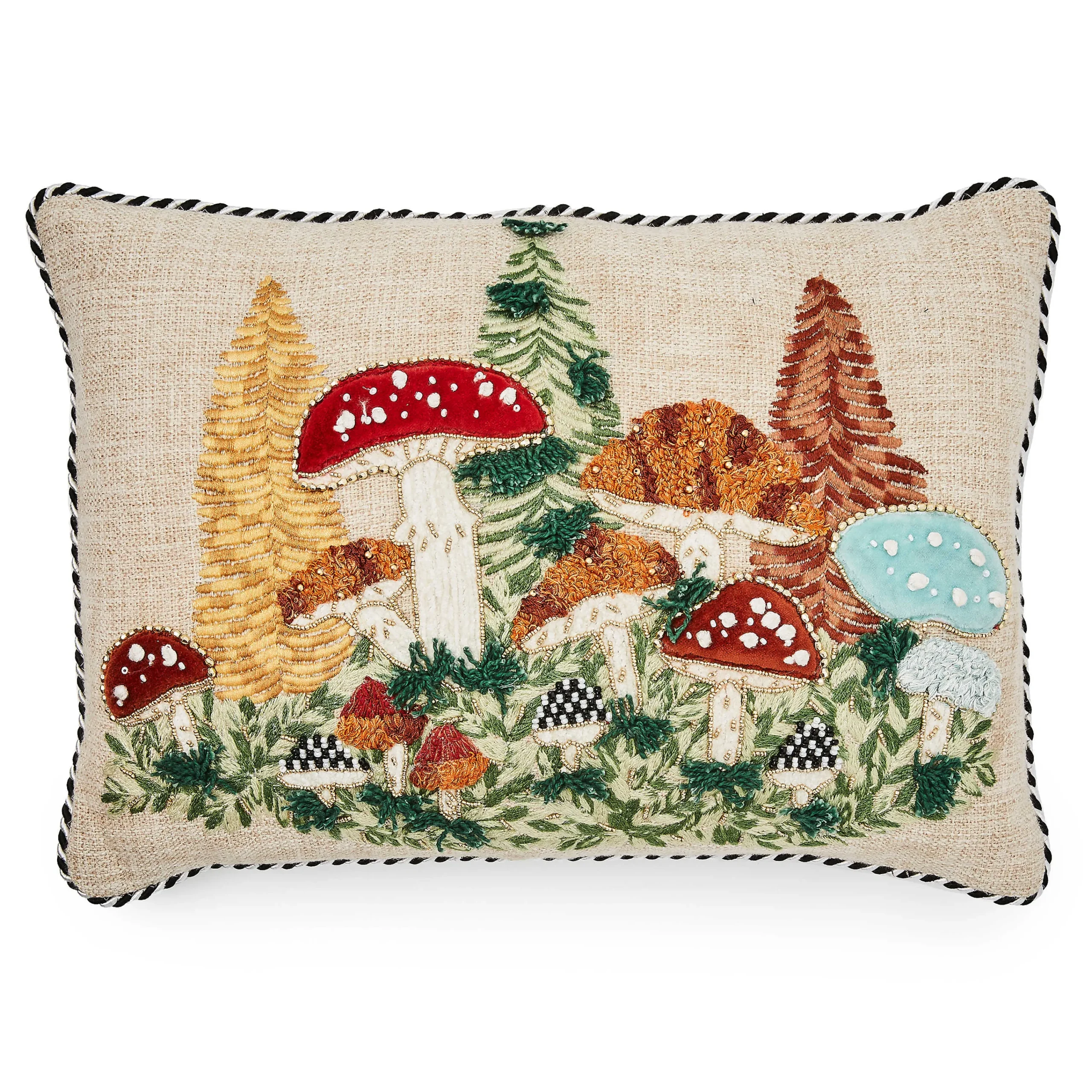 MacKenzie-Childs Mushroom Embellished Lumbar Pillow| Pillows, Throws, & Cushions