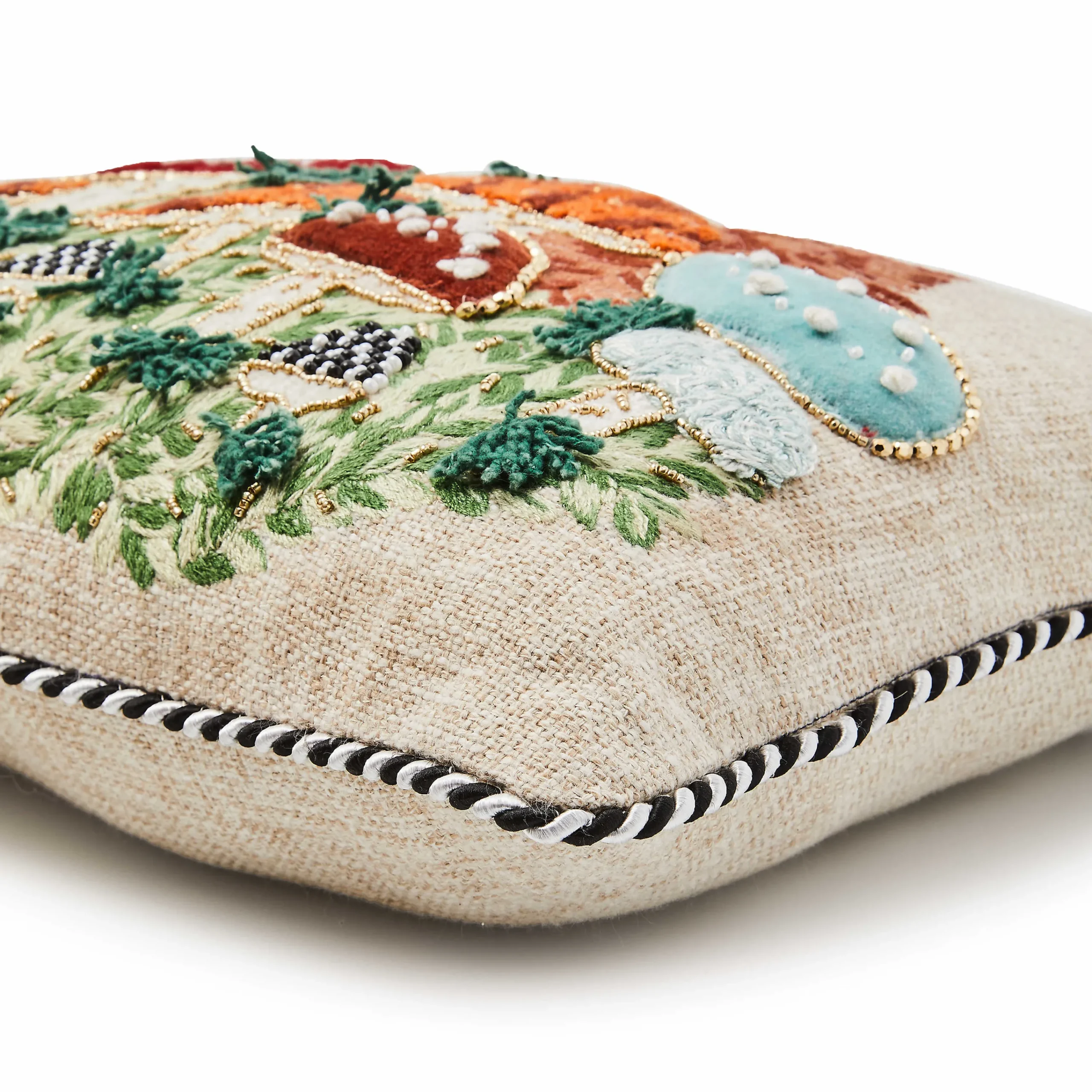 MacKenzie-Childs Mushroom Embellished Lumbar Pillow| Pillows, Throws, & Cushions