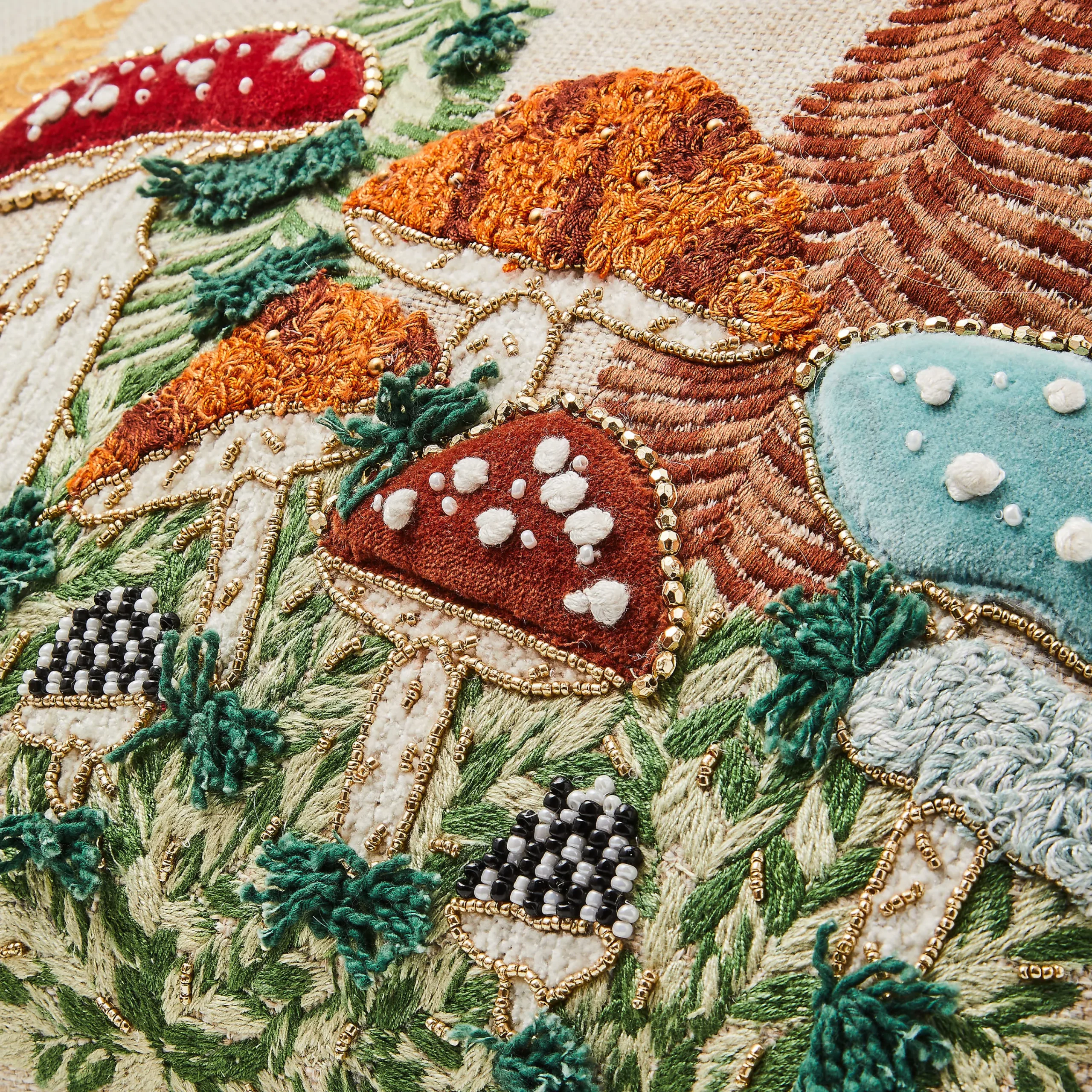 MacKenzie-Childs Mushroom Embellished Lumbar Pillow| Pillows, Throws, & Cushions