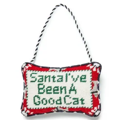 MacKenzie-Childs Needlepoint Cat Lover Ornament| Holiday