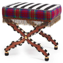 MacKenzie-Childs On Wall Street Stripe Cushioned Accent Stool| Bedroom|Living Room