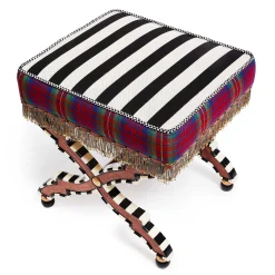 MacKenzie-Childs On Wall Street Stripe Cushioned Accent Stool| Bedroom|Living Room