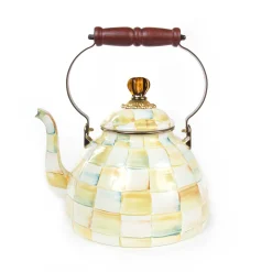 MacKenzie-Childs Parchment Check 3 Quart Tea Kettle| Tea Kettles