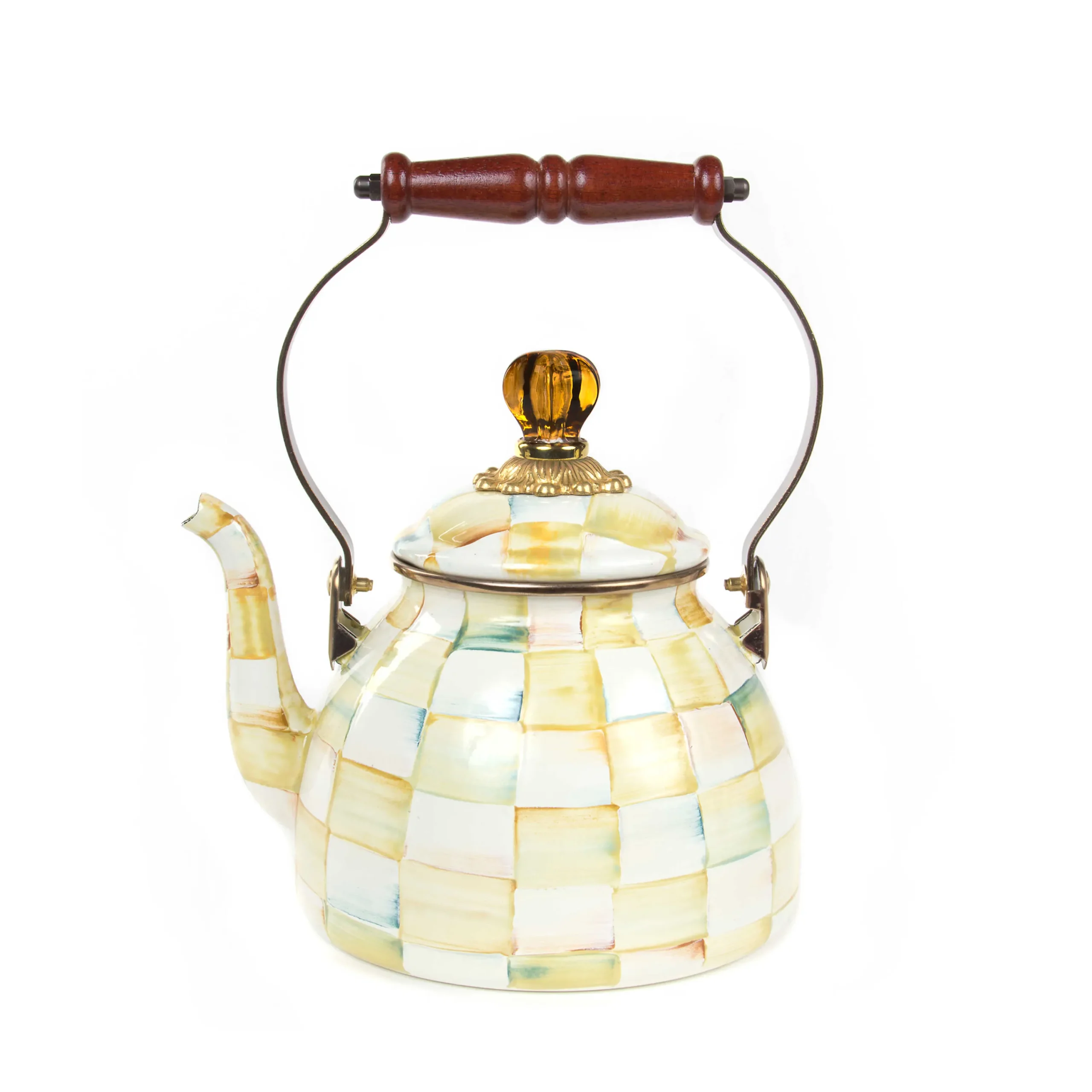 MacKenzie-Childs Parchment Check 2 Quart Tea Kettle| Tea Kettles