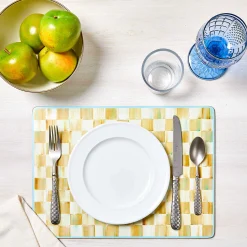 MacKenzie-Childs Parchment Check Cork Back Placemats, Set of 4| Table Accessories|Kitchen & Table Linens