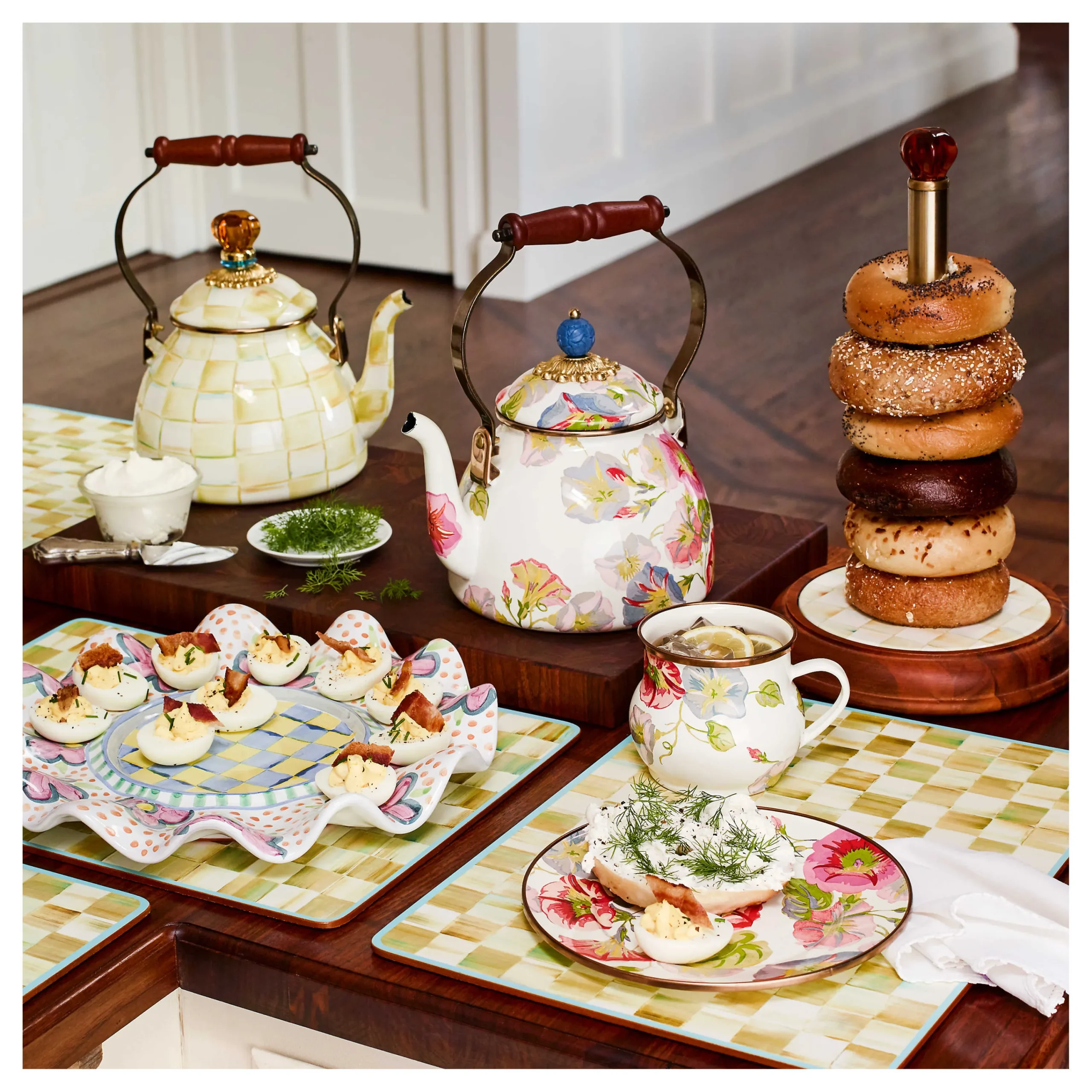 MacKenzie-Childs Parchment Check Cork Back Placemats, Set of 4| Table Accessories|Kitchen & Table Linens