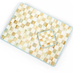 MacKenzie-Childs Parchment Check Cork Back Placemats, Set of 4| Table Accessories|Kitchen & Table Linens