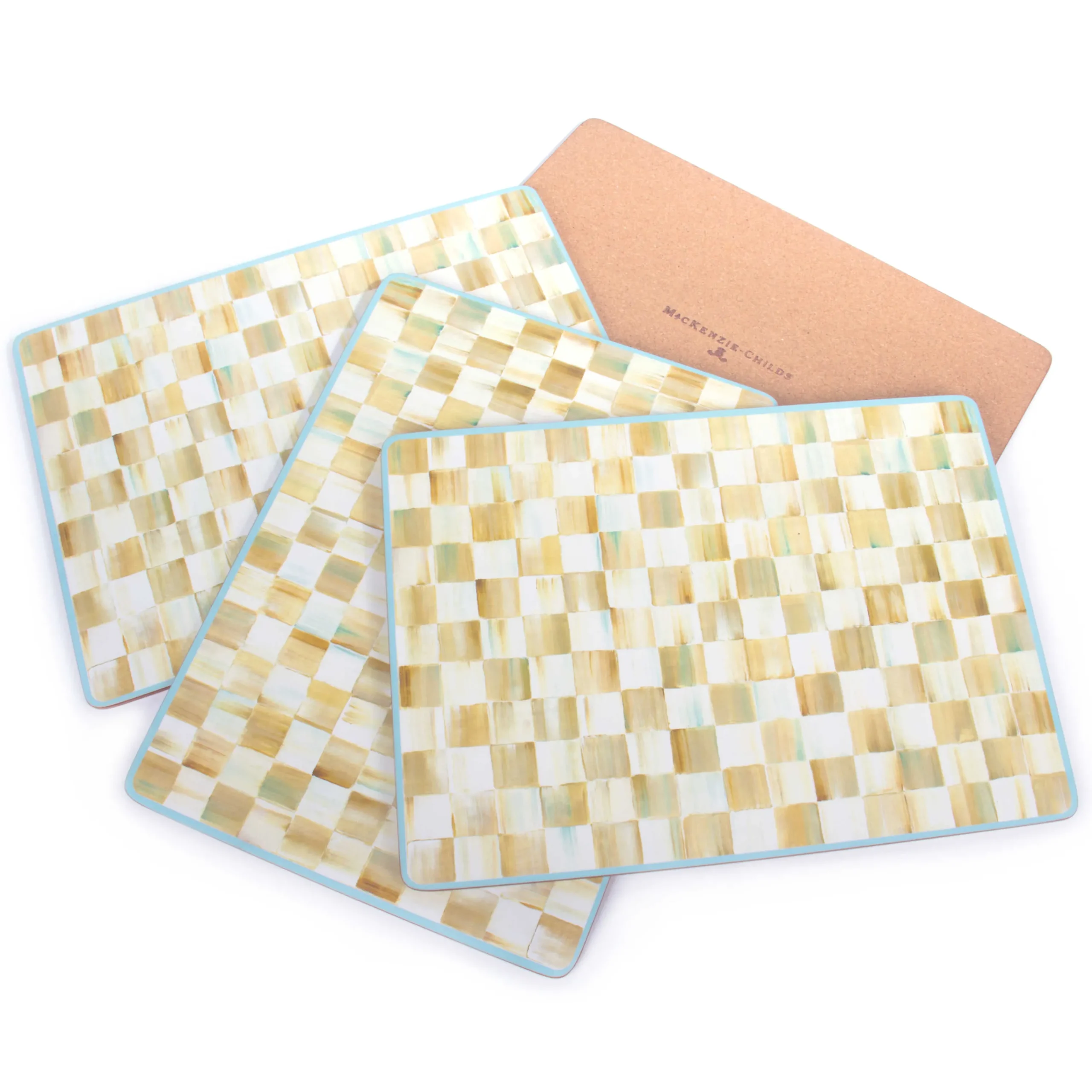 MacKenzie-Childs Parchment Check Cork Back Placemats, Set of 4| Table Accessories|Kitchen & Table Linens