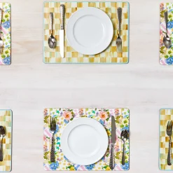 MacKenzie-Childs Parchment Check Cork Back Placemats, Set of 4| Table Accessories|Kitchen & Table Linens