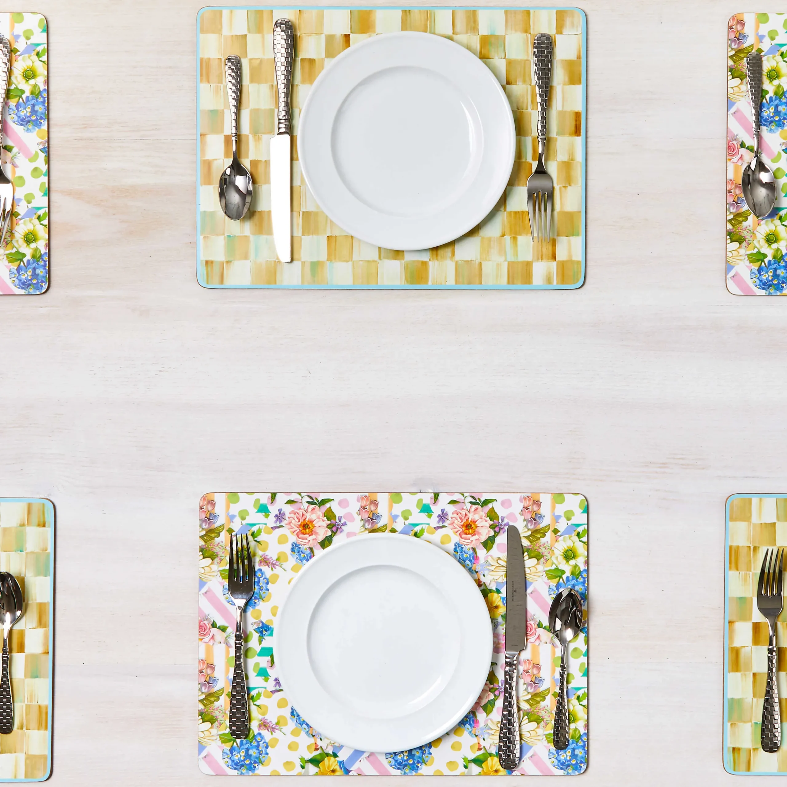 MacKenzie-Childs Parchment Check Cork Back Placemats, Set of 4| Table Accessories|Kitchen & Table Linens