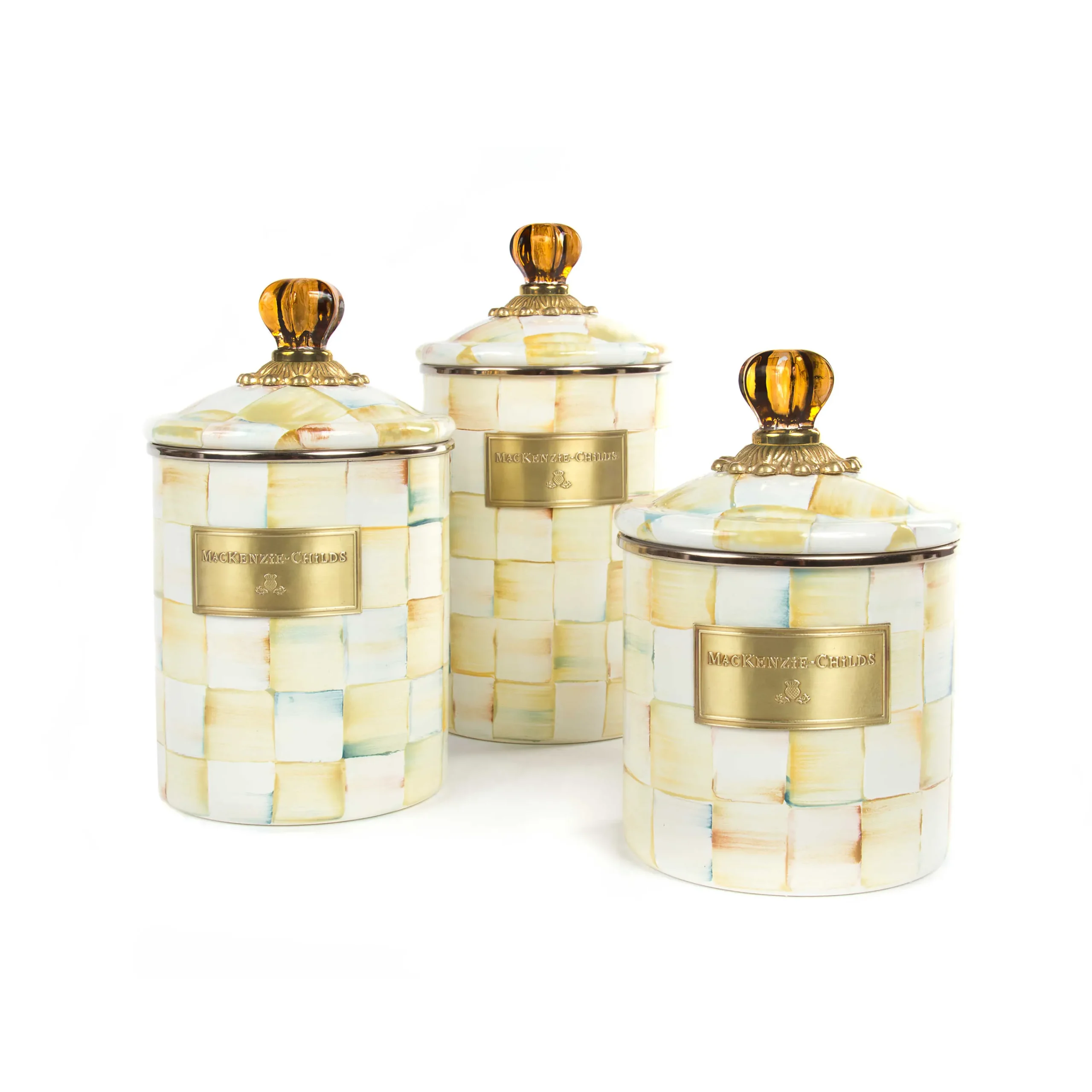 MacKenzie-Childs Parchment Check Large Canister| Room Accents|Kitchen Storage & Organization