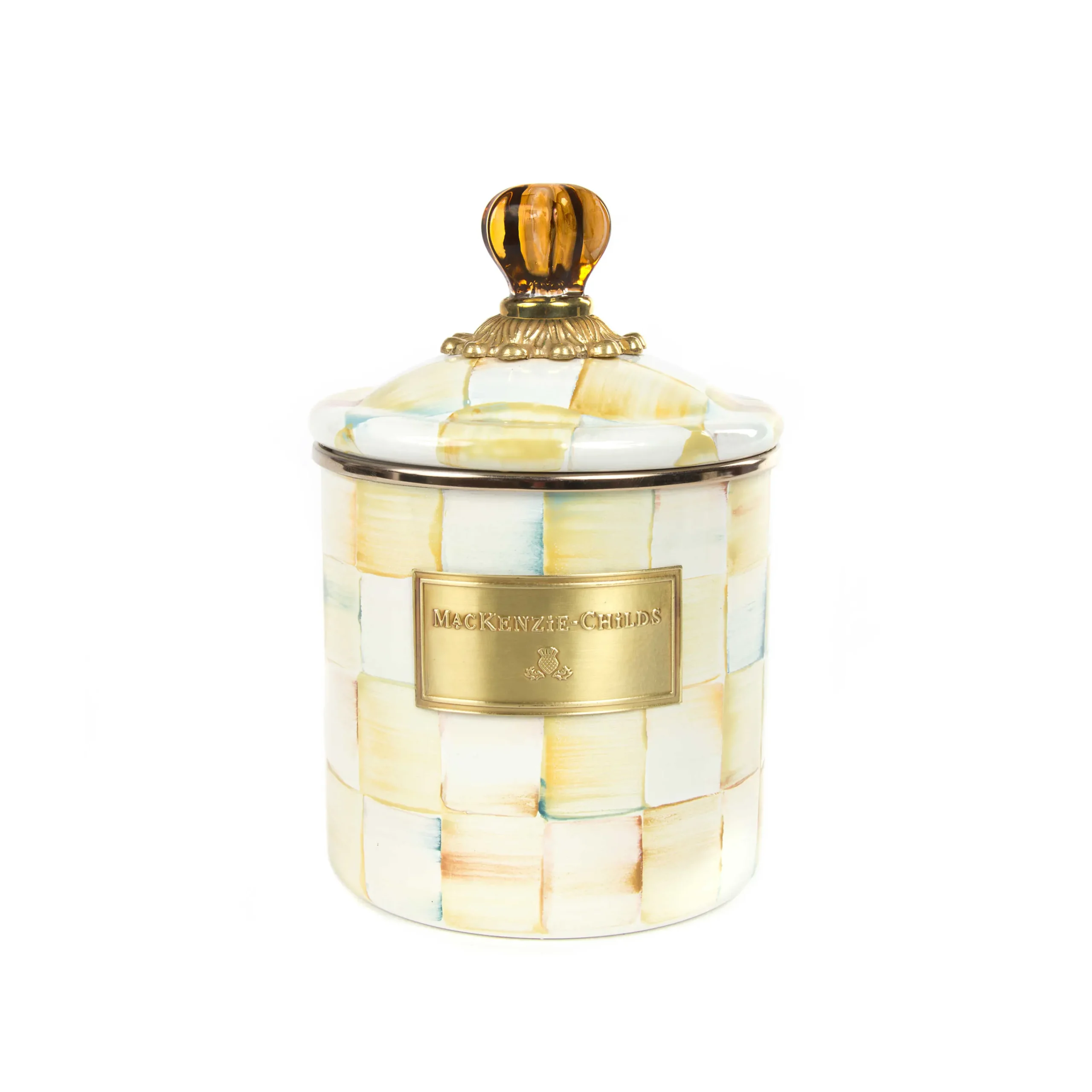 MacKenzie-Childs Parchment Check Small Canister| Room Accents|Kitchen Storage & Organization