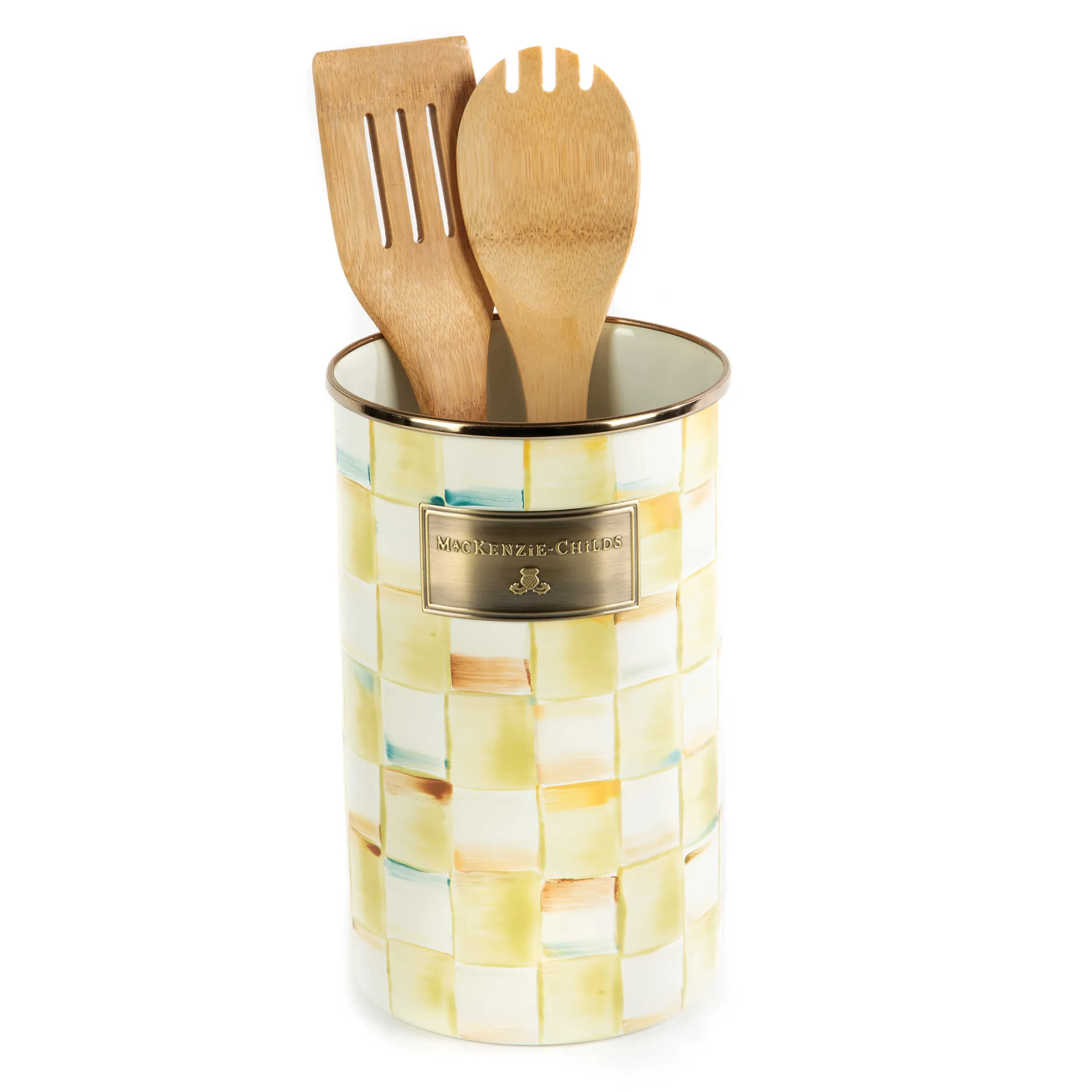 MacKenzie-Childs Parchment Check Utensil Holder| Kitchen Storage & Organization