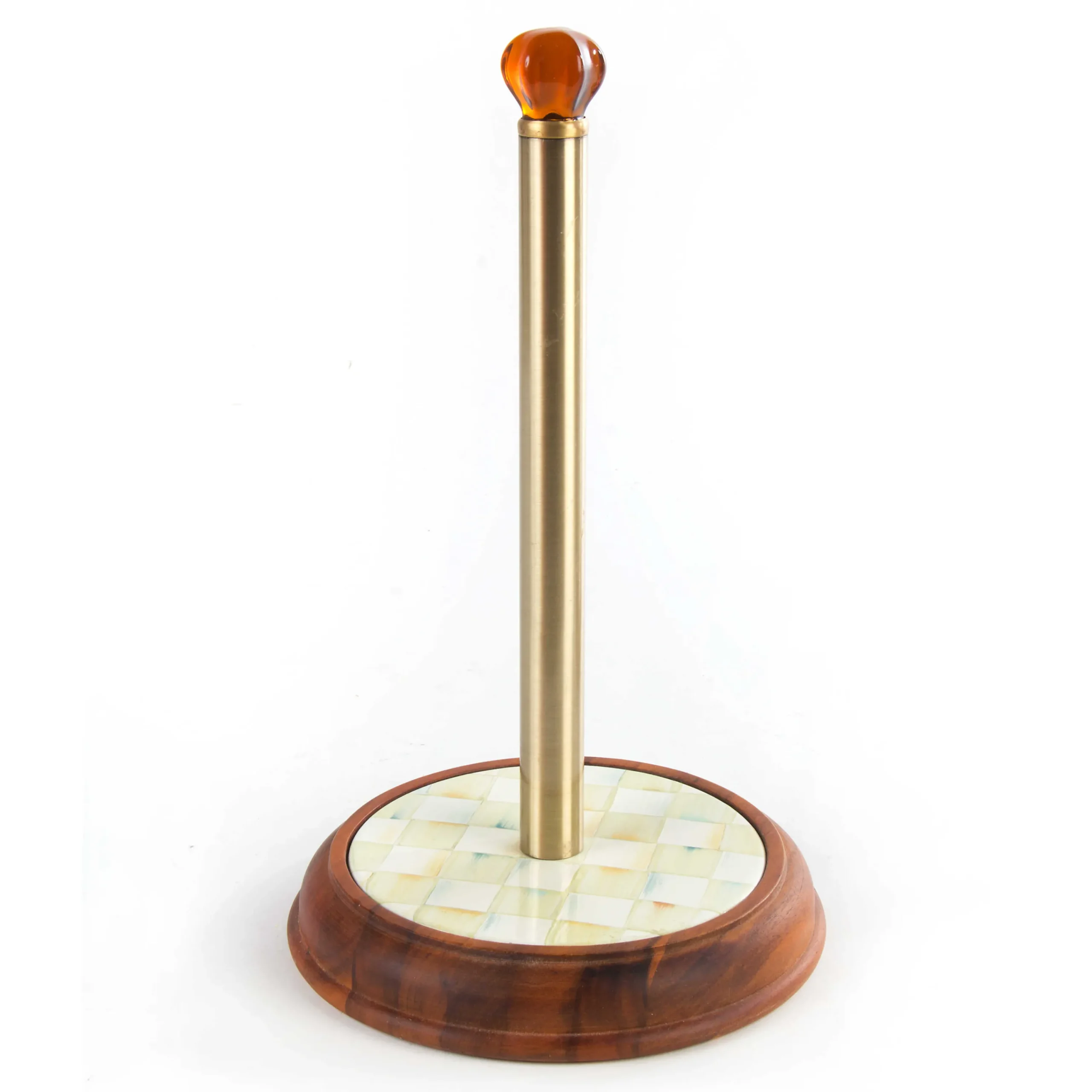 MacKenzie-Childs Parchment Check Wood Paper Towel Holder| Kitchen Storage & Organization