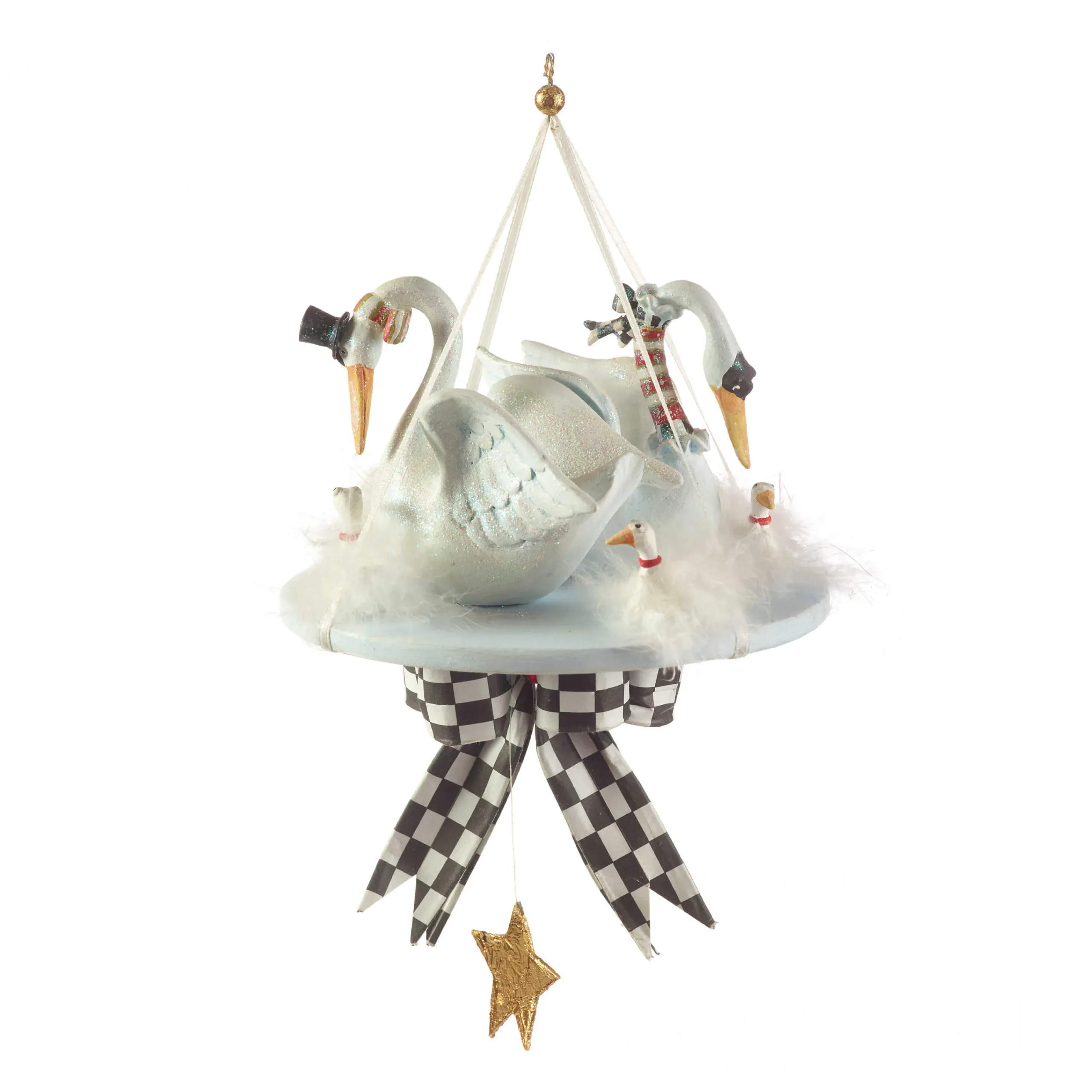 MacKenzie-Childs Patience Brewster 12 Days 7 Swans a-Swimming Ornament| Holiday