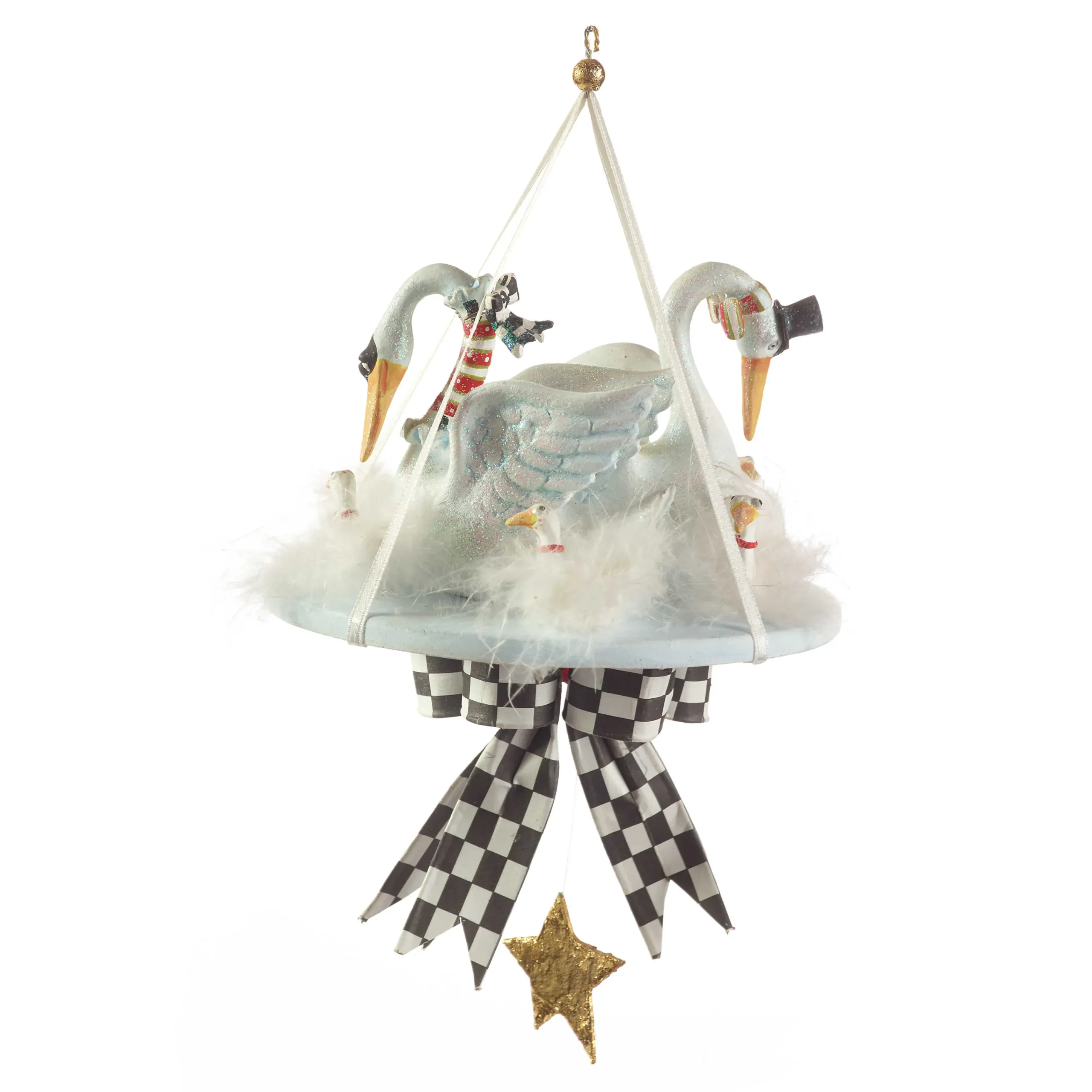 MacKenzie-Childs Patience Brewster 12 Days 7 Swans a-Swimming Ornament| Holiday