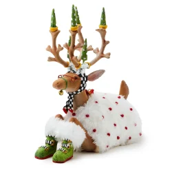 MacKenzie-Childs Patience Brewster Dash Away Sitting Blitzen Reindeer Figure| Holiday|Room Accents