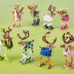 MacKenzie-Childs Patience Brewster Dash Away Reindeer Mini Ornaments Set| Holiday
