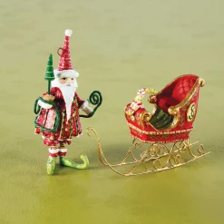 MacKenzie-Childs Patience Brewster Dash Away Santa Mini Ornaments Set| Holiday