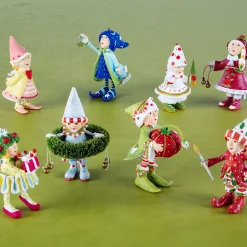 MacKenzie-Childs Patience Brewster Dash Away Elves Mini Ornaments Set| Holiday