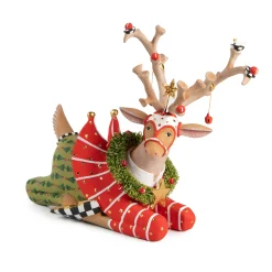 MacKenzie-Childs Patience Brewster Dash Away Sitting Prancer Reindeer Figure| Holiday|Room Accents