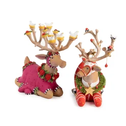 MacKenzie-Childs Patience Brewster Dash Away Sitting Prancer Reindeer Figure| Holiday|Room Accents