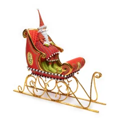 MacKenzie-Childs Patience Brewster Dash Away Sitting Santa  Sleigh Figure Set| Holiday|Room Accents