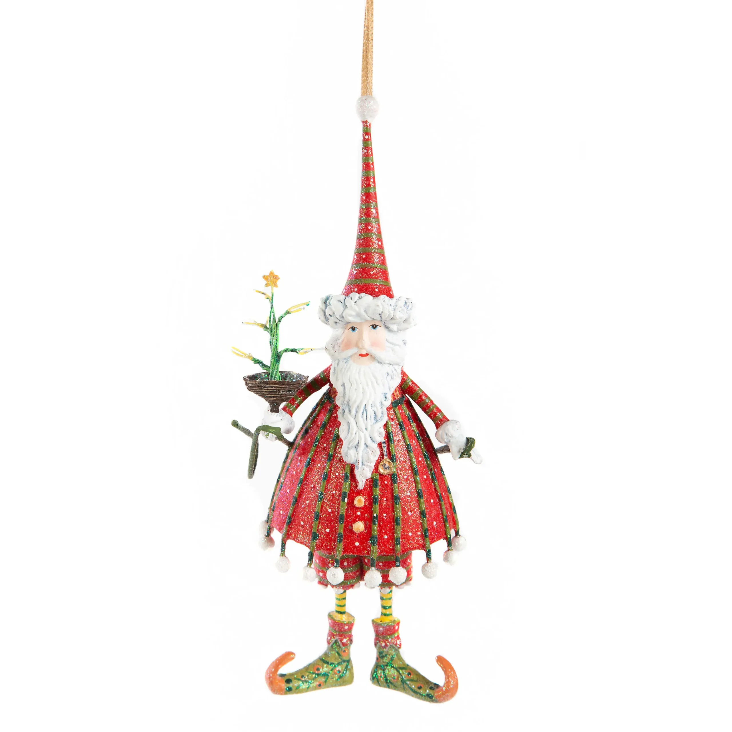 MacKenzie-Childs Patience Brewster Dash Away Dashing Santa Ornament| Holiday