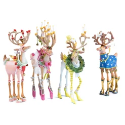 MacKenzie-Childs Patience Brewster Dash Away Reindeer Ornament Set-B| Holiday
