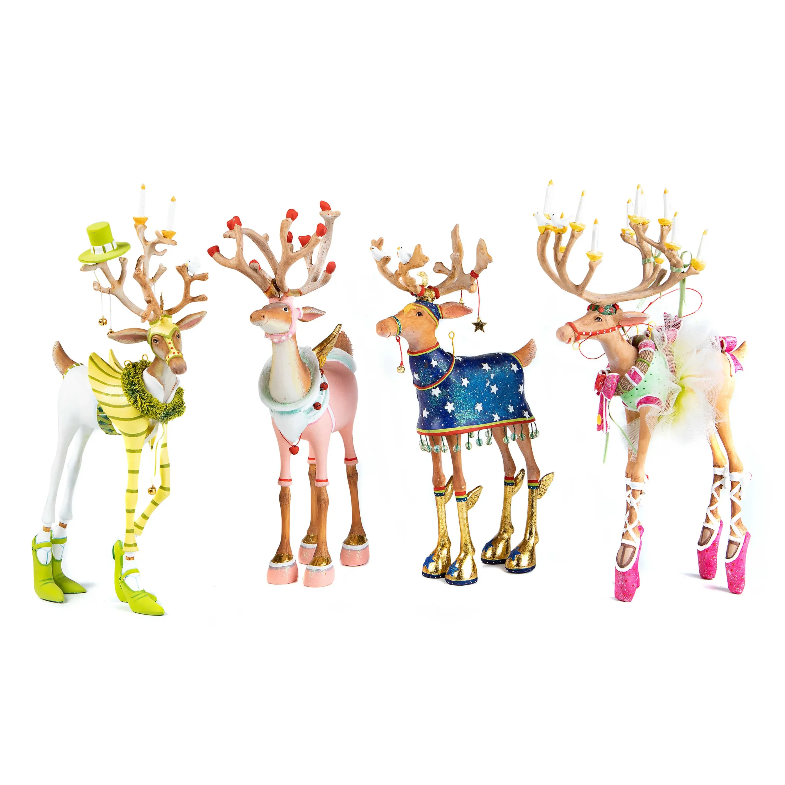 MacKenzie-Childs Patience Brewster Dash Away Reindeer Figure Set-B| Holiday|Room Accents