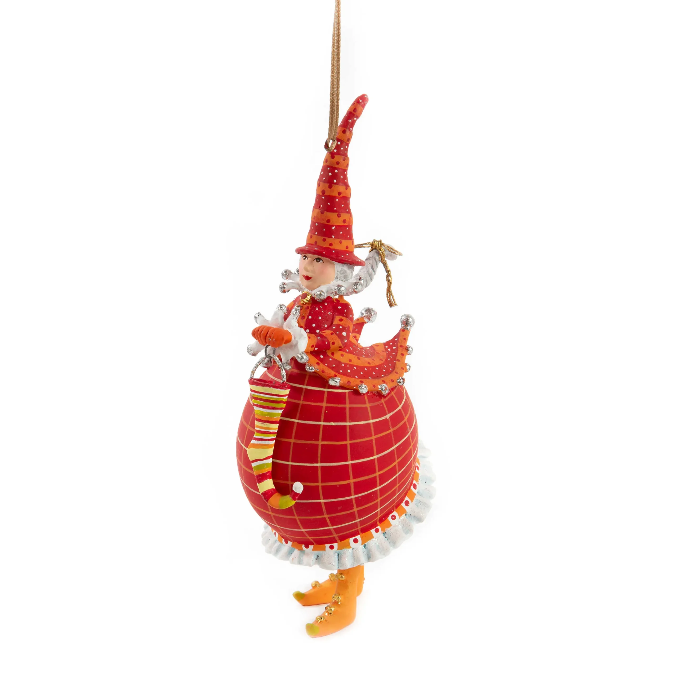 MacKenzie-Childs Patience Brewster Dash Away Red Mrs. Santa Ornament| Holiday