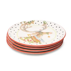 MacKenzie-Childs Patience Brewster Dash Away Dessert Plates, Set of 4| Holiday|Dinnerware & Flatware