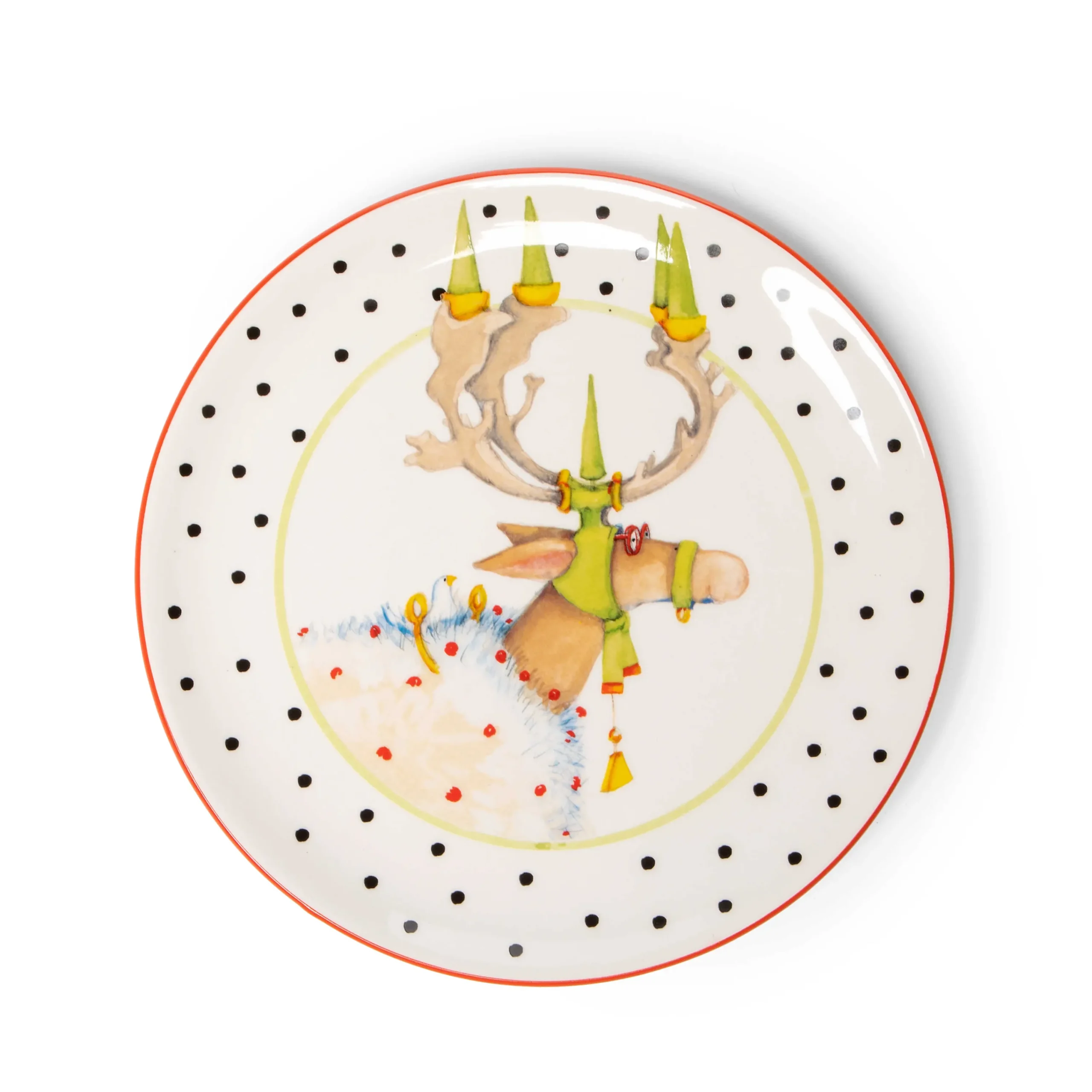 MacKenzie-Childs Patience Brewster Dash Away Dessert Plates, Set of 4| Holiday|Dinnerware & Flatware