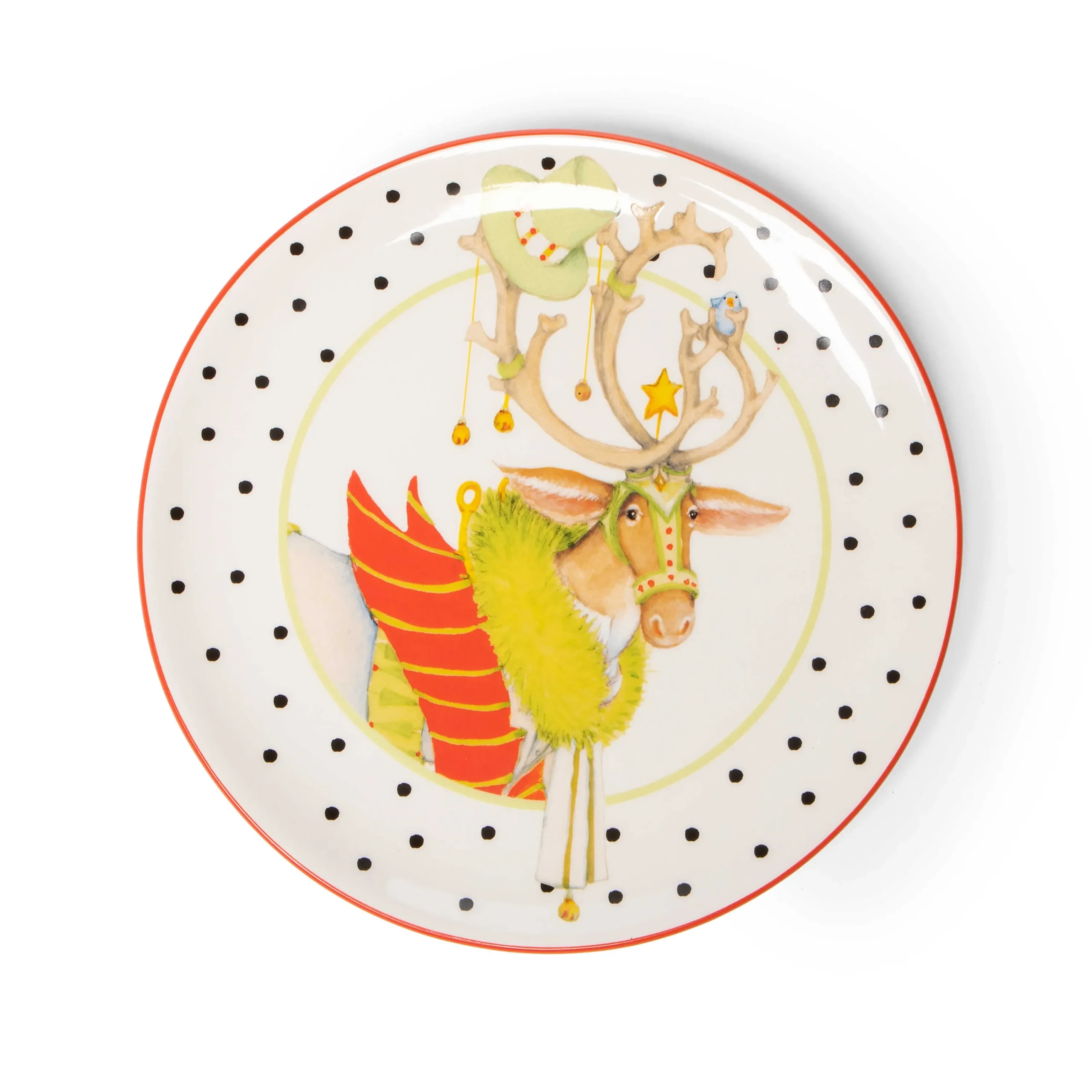MacKenzie-Childs Patience Brewster Dash Away Dessert Plates, Set of 4| Holiday|Dinnerware & Flatware