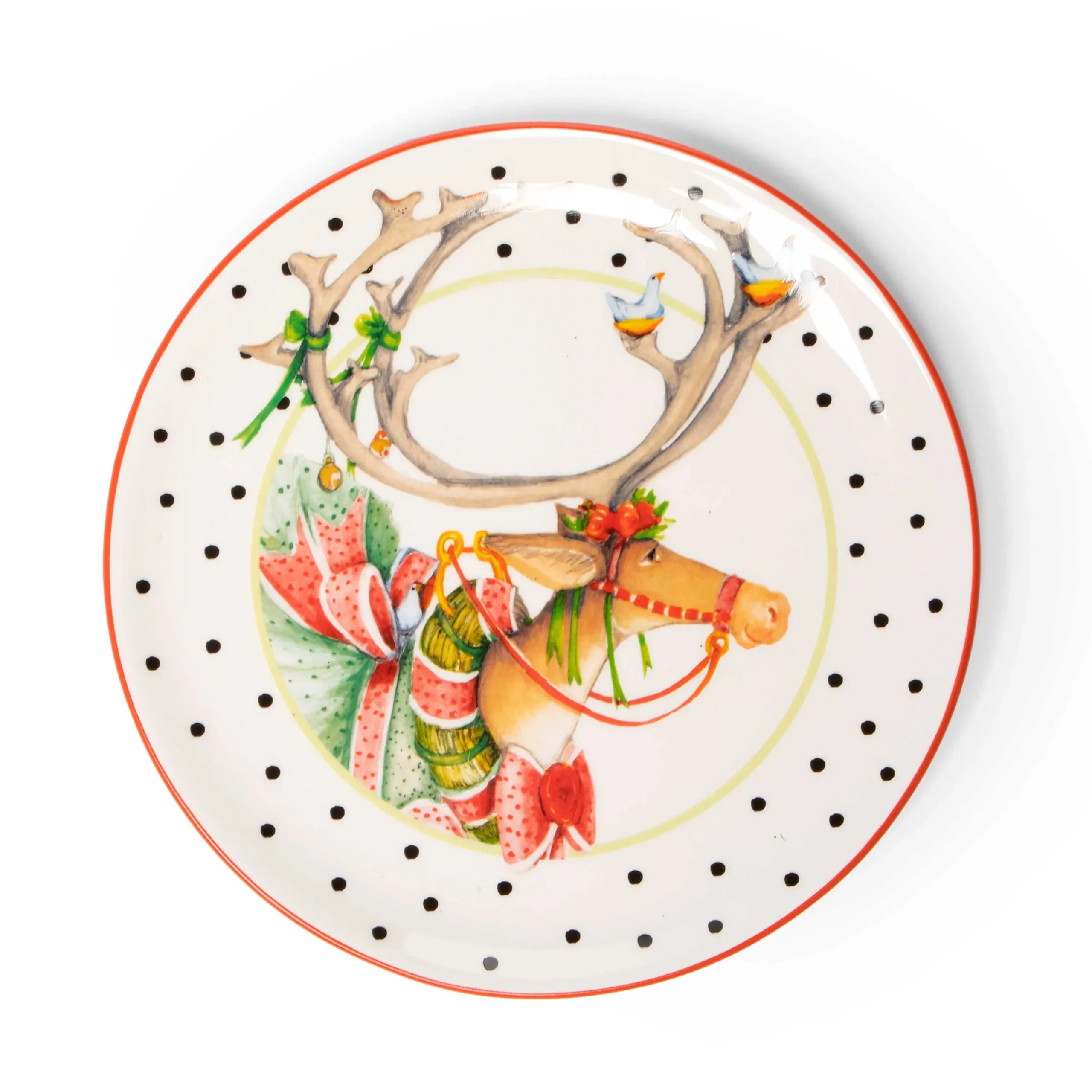 MacKenzie-Childs Patience Brewster Dash Away Dessert Plates, Set of 4| Holiday|Dinnerware & Flatware