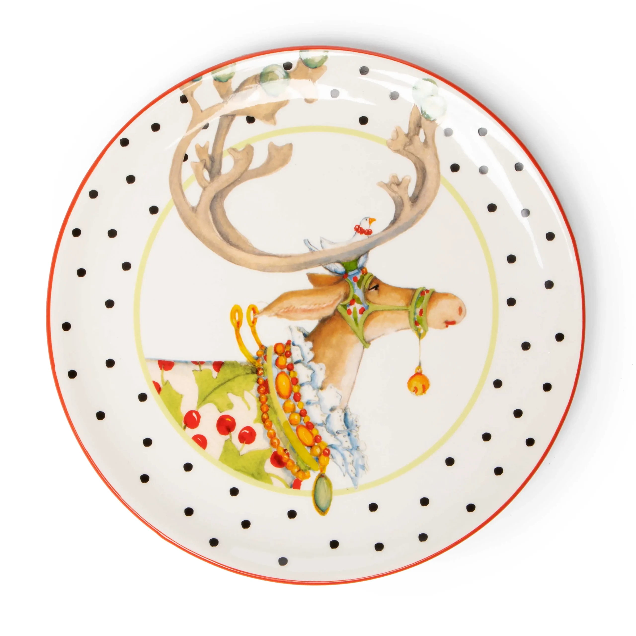 MacKenzie-Childs Patience Brewster Dash Away Dessert Plates, Set of 4| Holiday|Dinnerware & Flatware