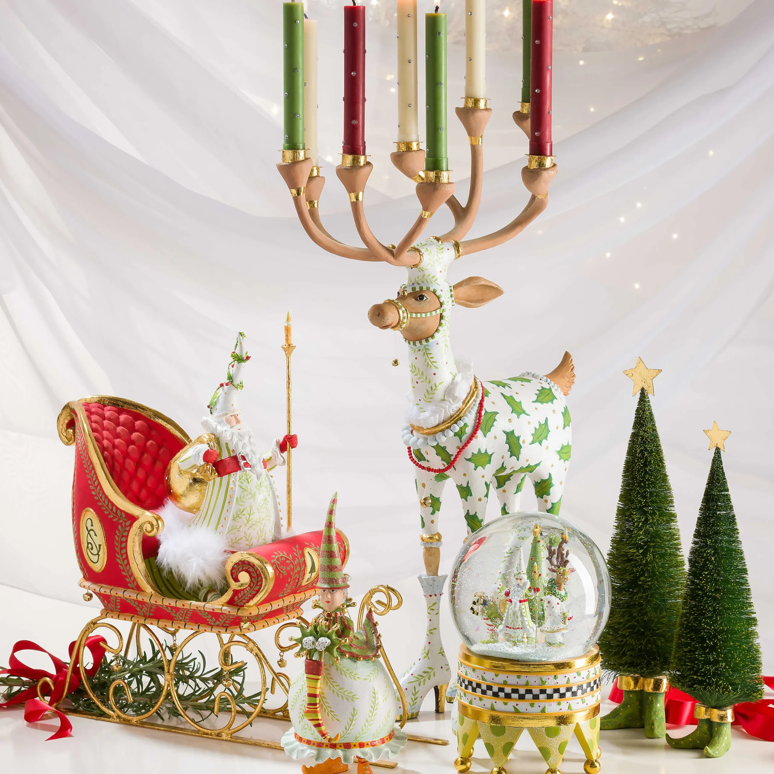 MacKenzie-Childs Patience Brewster Dash Away Vixen Reindeer Candelabra| Holiday|Candles & Fragrances