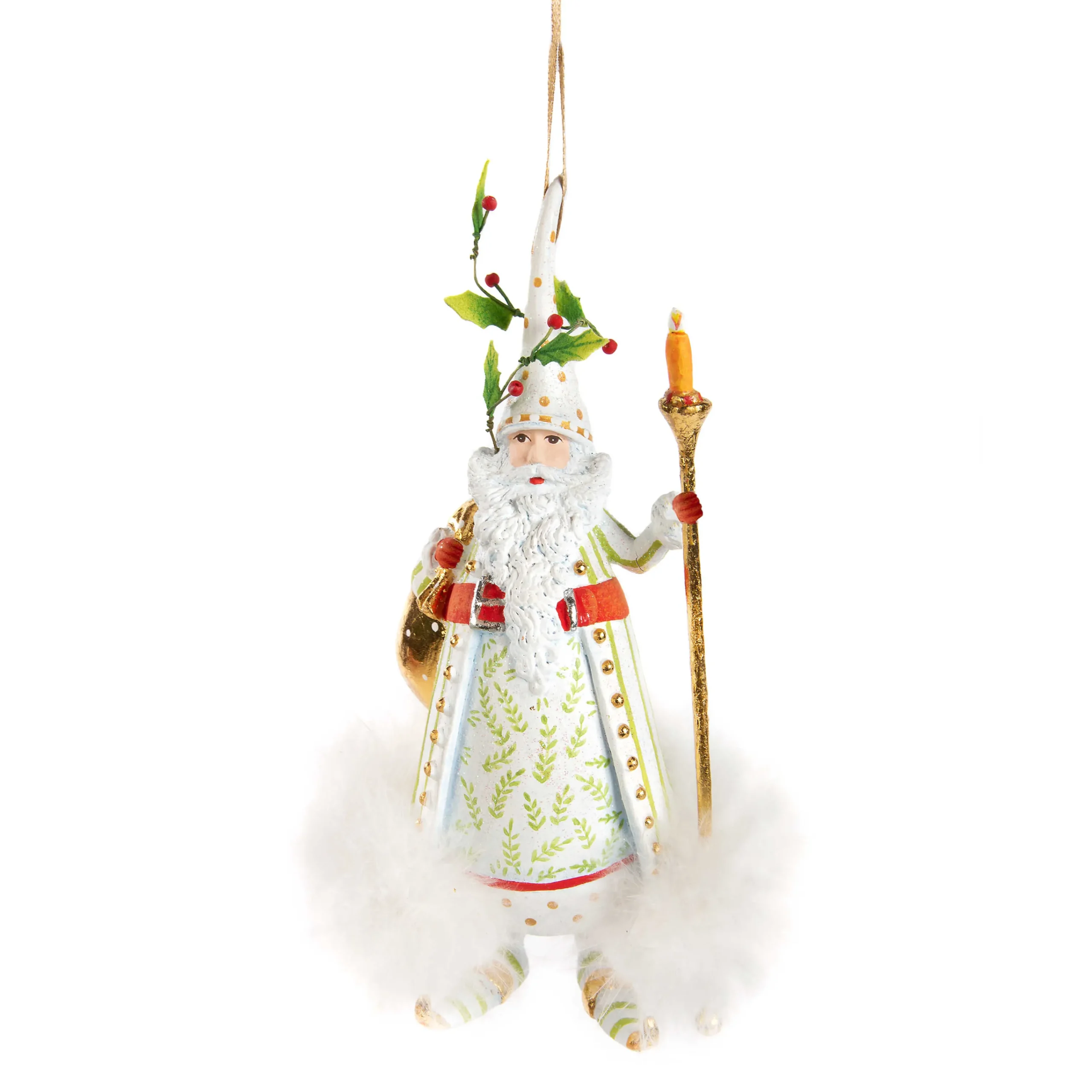 MacKenzie-Childs Patience Brewster Dash Away Candlelight Santa Ornament| Holiday