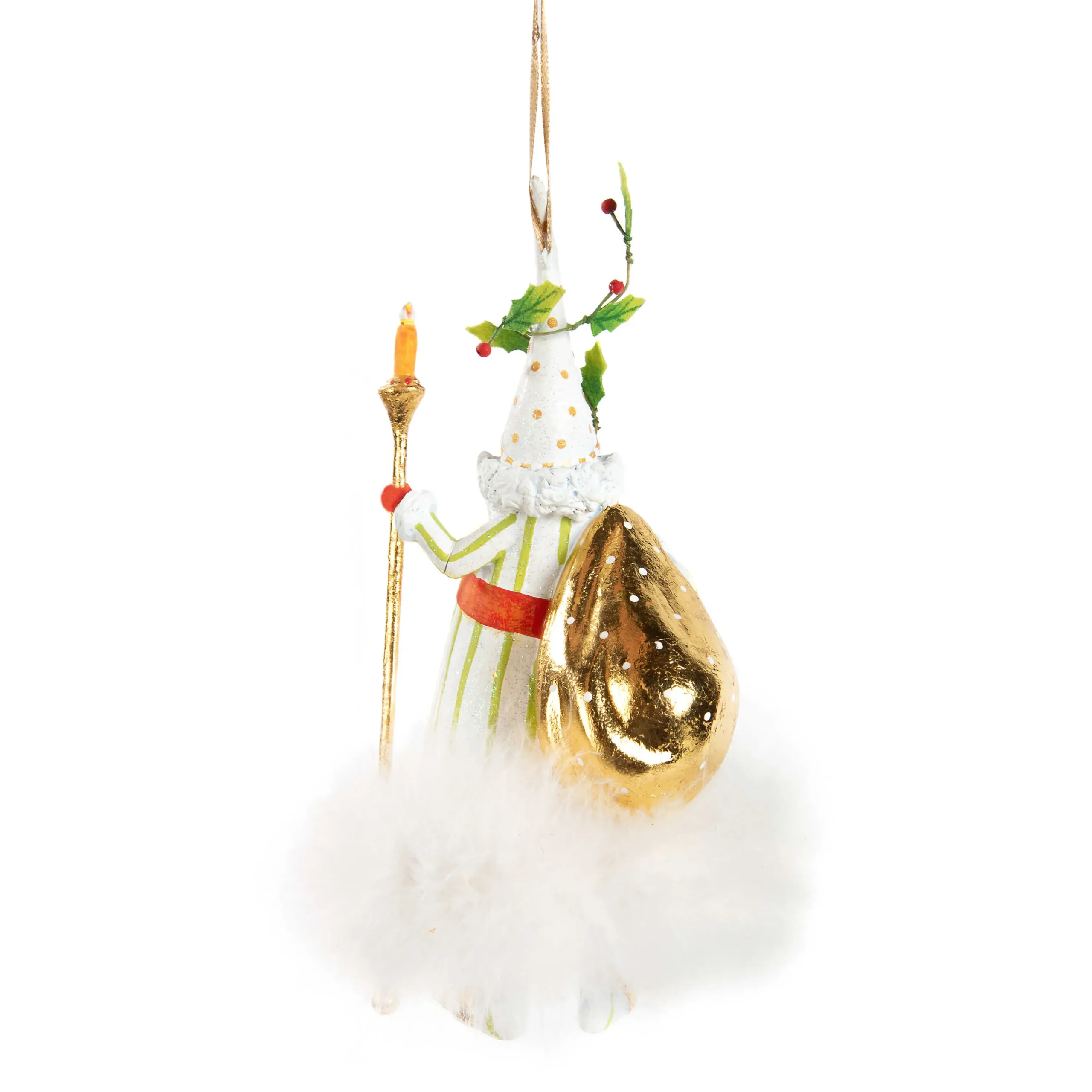 MacKenzie-Childs Patience Brewster Dash Away Candlelight Santa Ornament| Holiday