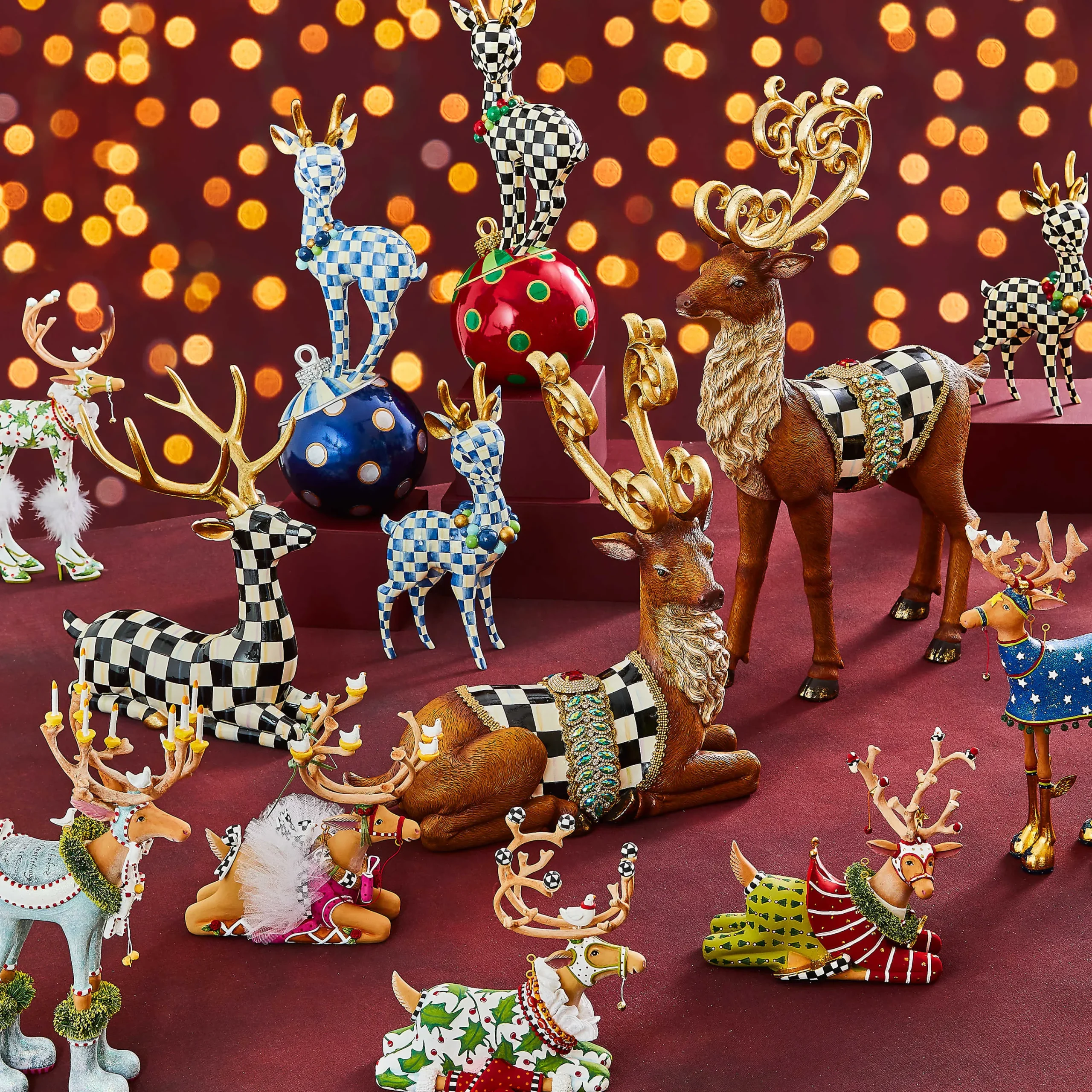 MacKenzie-Childs Patience Brewster Dash Away Sitting Vixen Reindeer Figure| Holiday|Room Accents