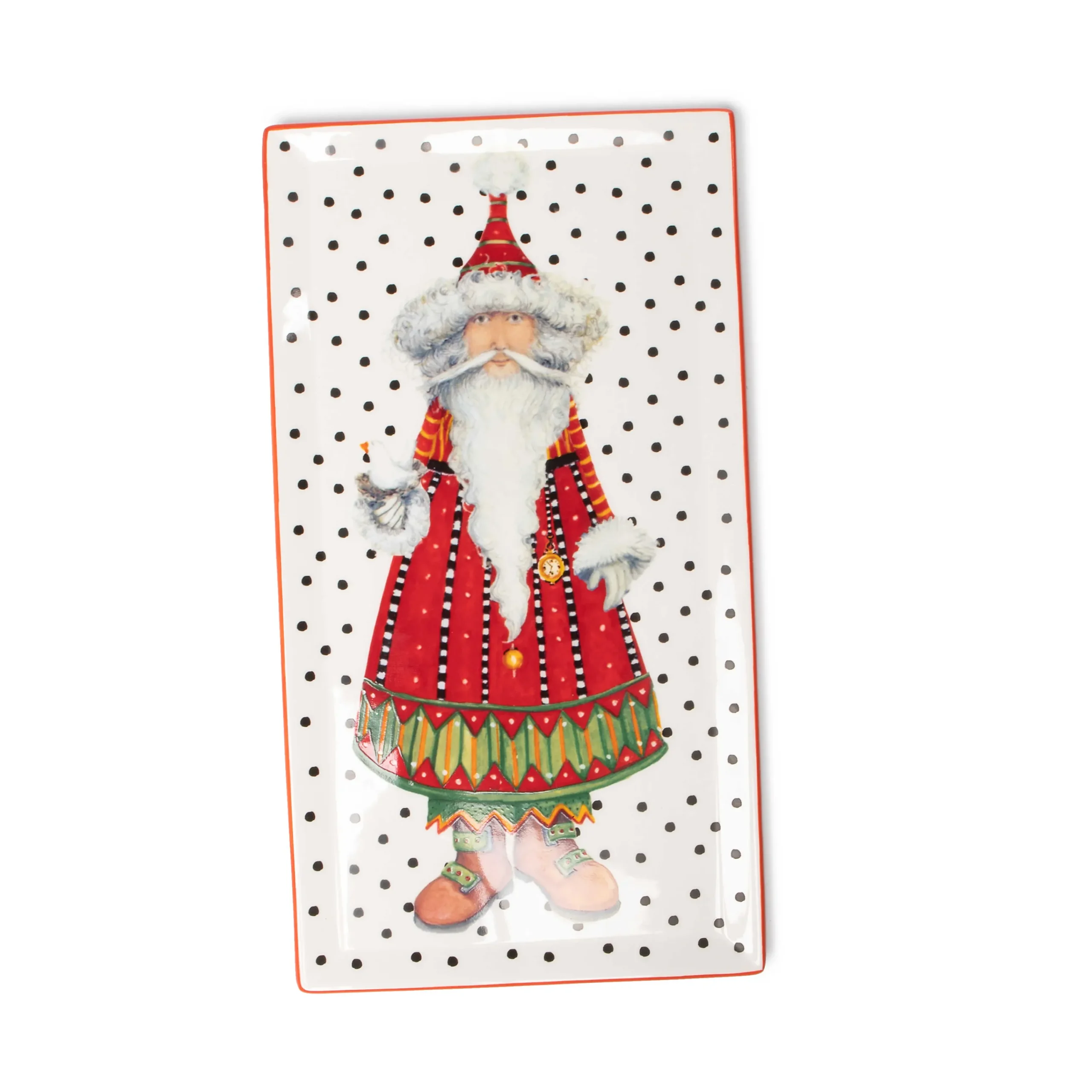 MacKenzie-Childs Patience Brewster Dash Away Santa Platter| Holiday|Serveware