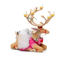 MacKenzie-Childs Patience Brewster Dash Away Sitting Dancer Reindeer Figure| Holiday|Room Accents