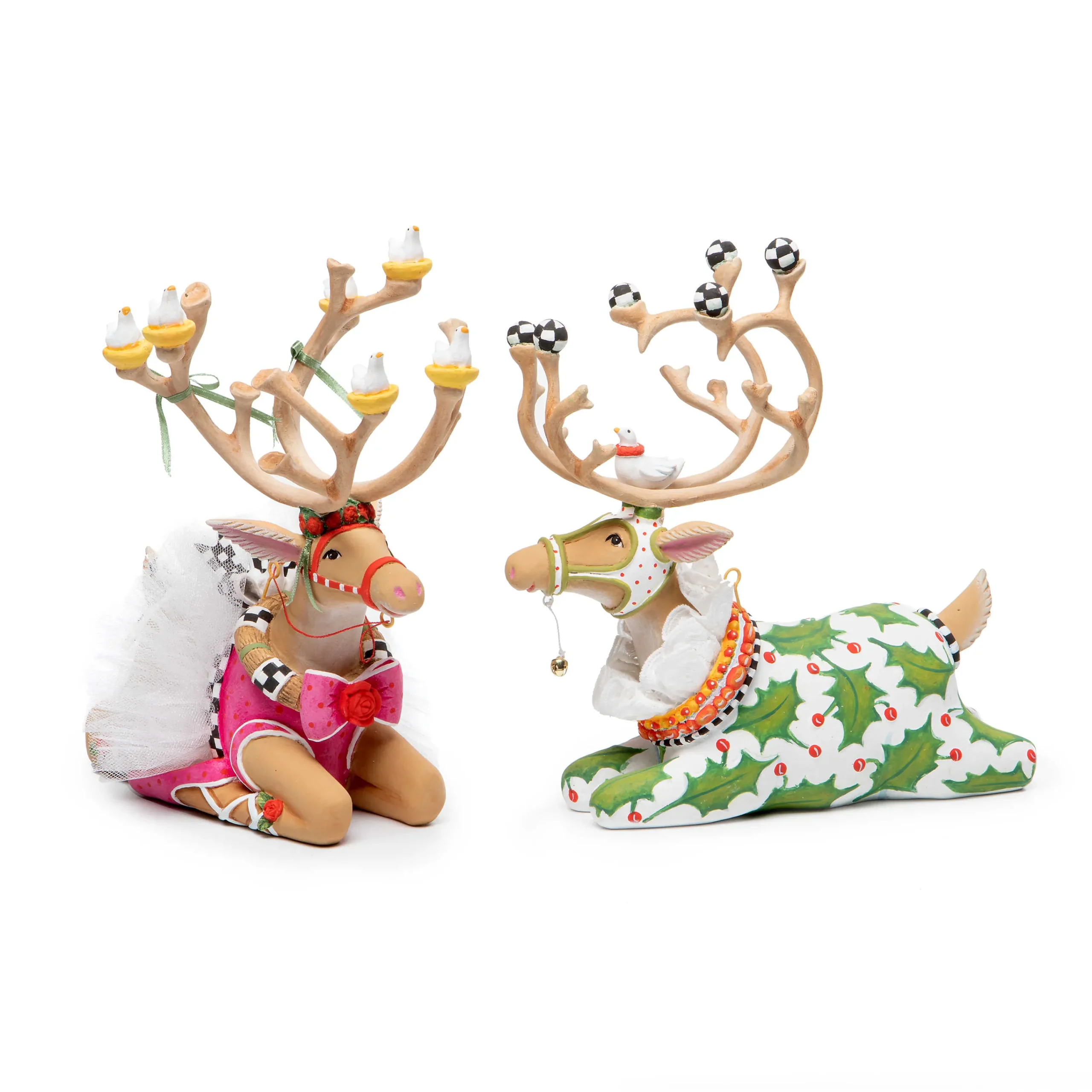 MacKenzie-Childs Patience Brewster Dash Away Sitting Dancer Reindeer Figure| Holiday|Room Accents
