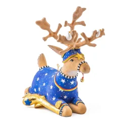 MacKenzie-Childs Patience Brewster Dash Away Sitting Comet Reindeer Figure| Holiday